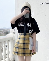 Woman Girl Pleated Plaid Skirt College Style High Waist Pleated Plaid Skirt Plus image 6