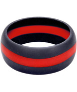 Thin Red Line Silicone Non-Conductive Ring Durable Alternative Wedding Band - $11.99
