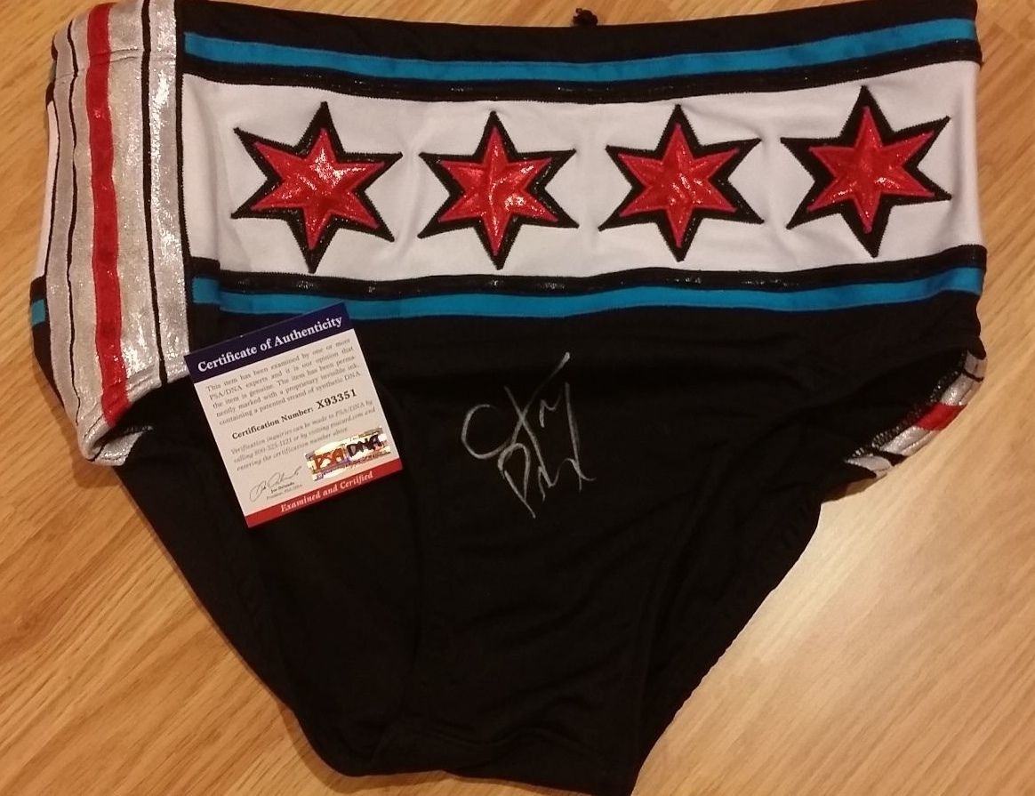 CM PUNK SIGNED AUTO WWE WRESTLING TRUNKS NON EVENT WORN UFC MMA COA PSA