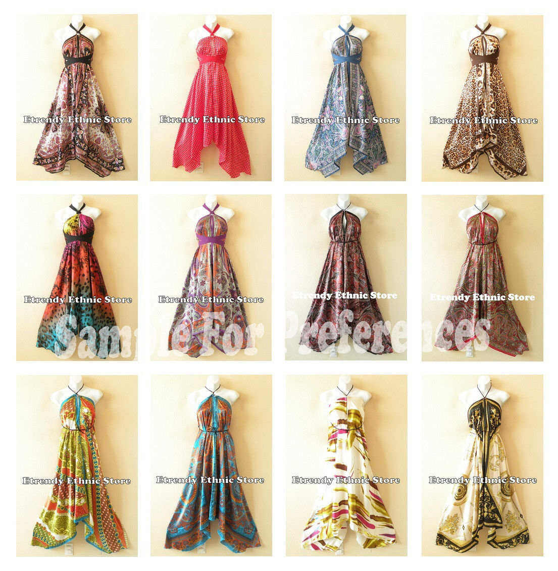 Etrendystore - Wholesale 5pcs sale versatile silk multi wear scarf maxi women bohemian dresses