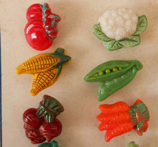 1930s Glass Buttons Czechoslovakian Vintage Buttons Realistic Vegetables... - $89.00