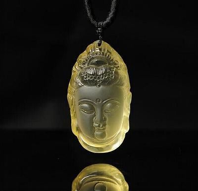 natural Citrine Hand carved Citrine buddha guanyin pendant - $10.88