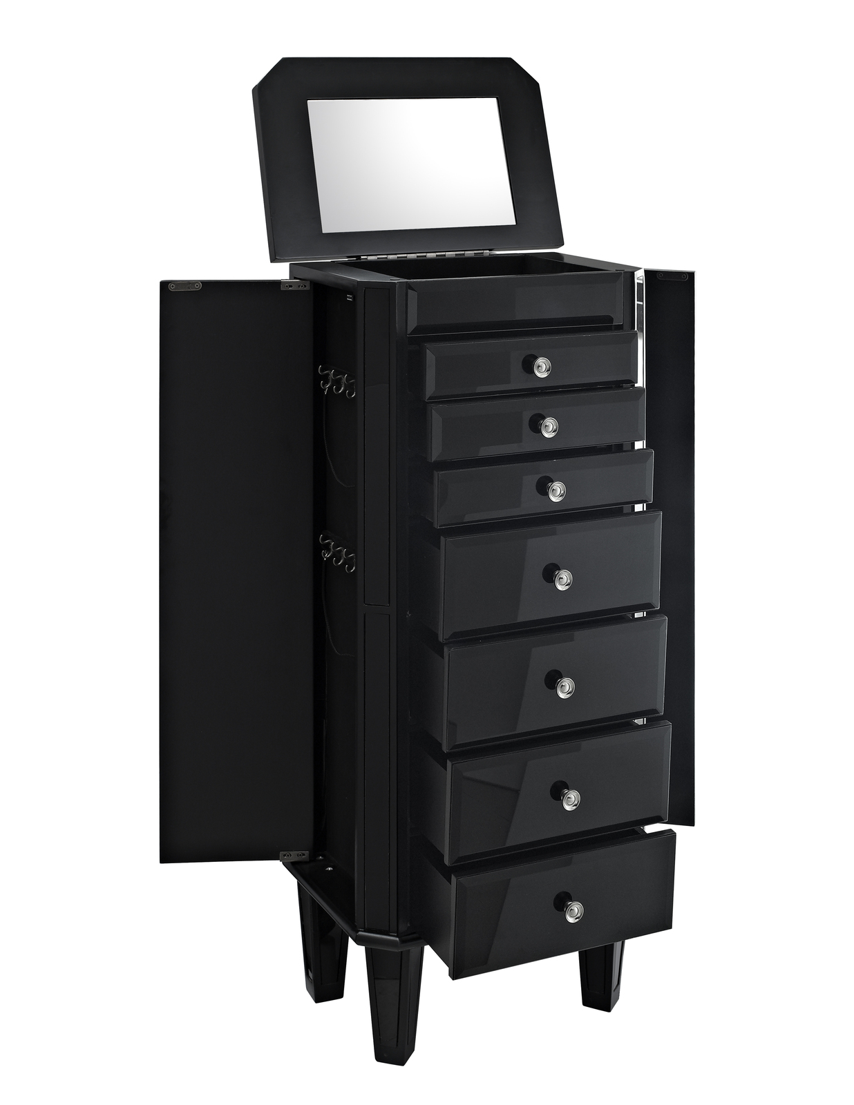 Powell Black and Glass Jewelry Armoire 528323 Jewelry Boxes & Organizers