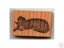 a KING Cat Tabby sleeping with crown Rubber stamp ab - $13.63