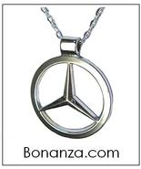 Sparkling MERCEDES BENZ Logo Necklace - large silver emblem pendant auto... - $14.99