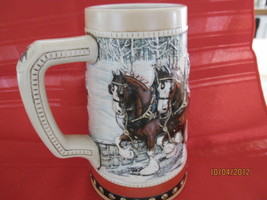  Vintage 2 Budweiser Clydesdales holiday ceramic stein 1988 - $12.16