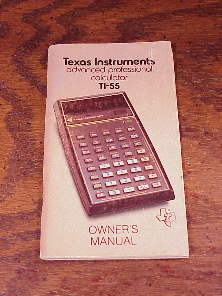 Texas Instruments Ti 55 Advanced Professional Calculator Instruction