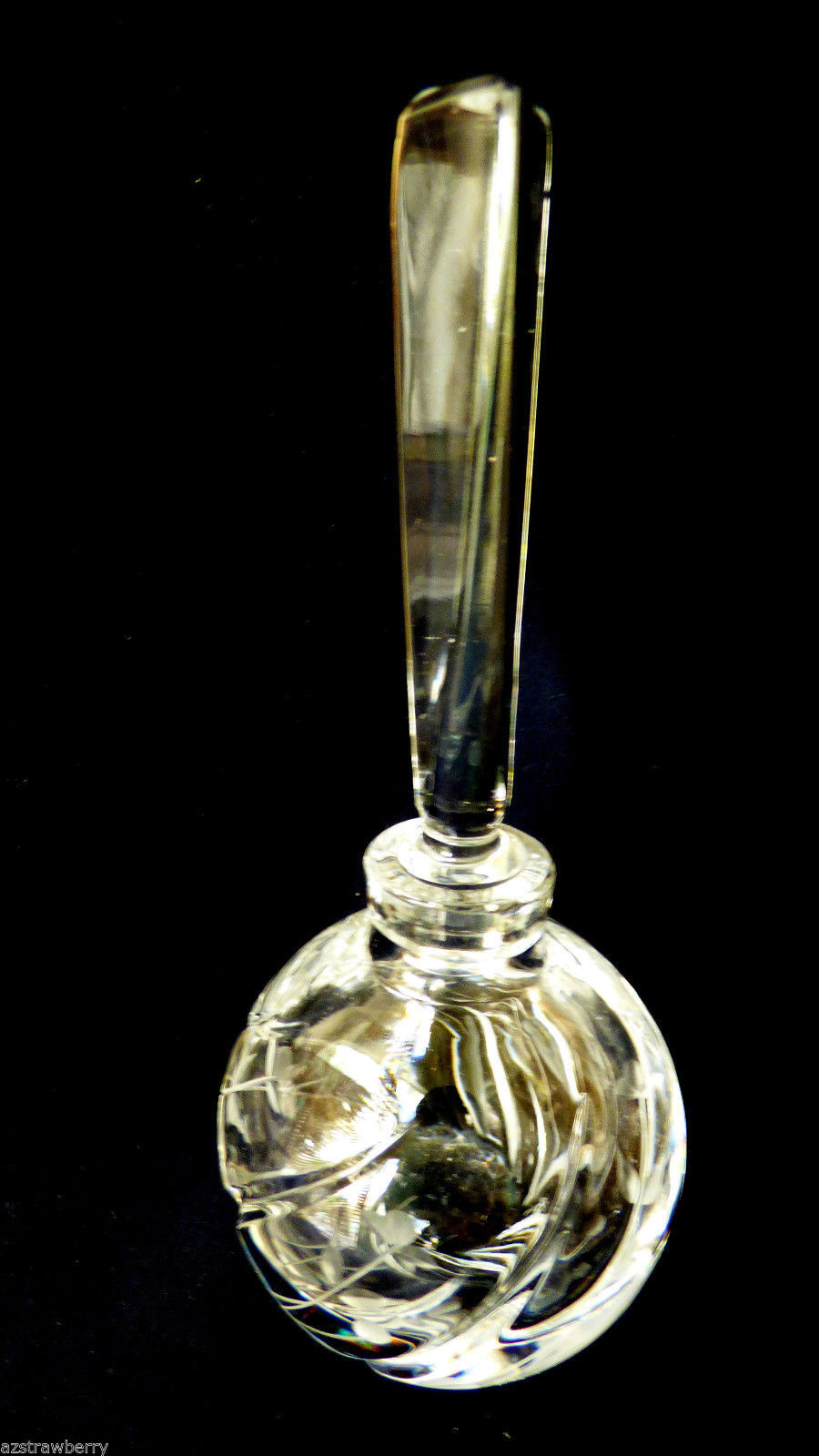Clear Crystal Etched floral Perfume Oil Bottle long stick stopper