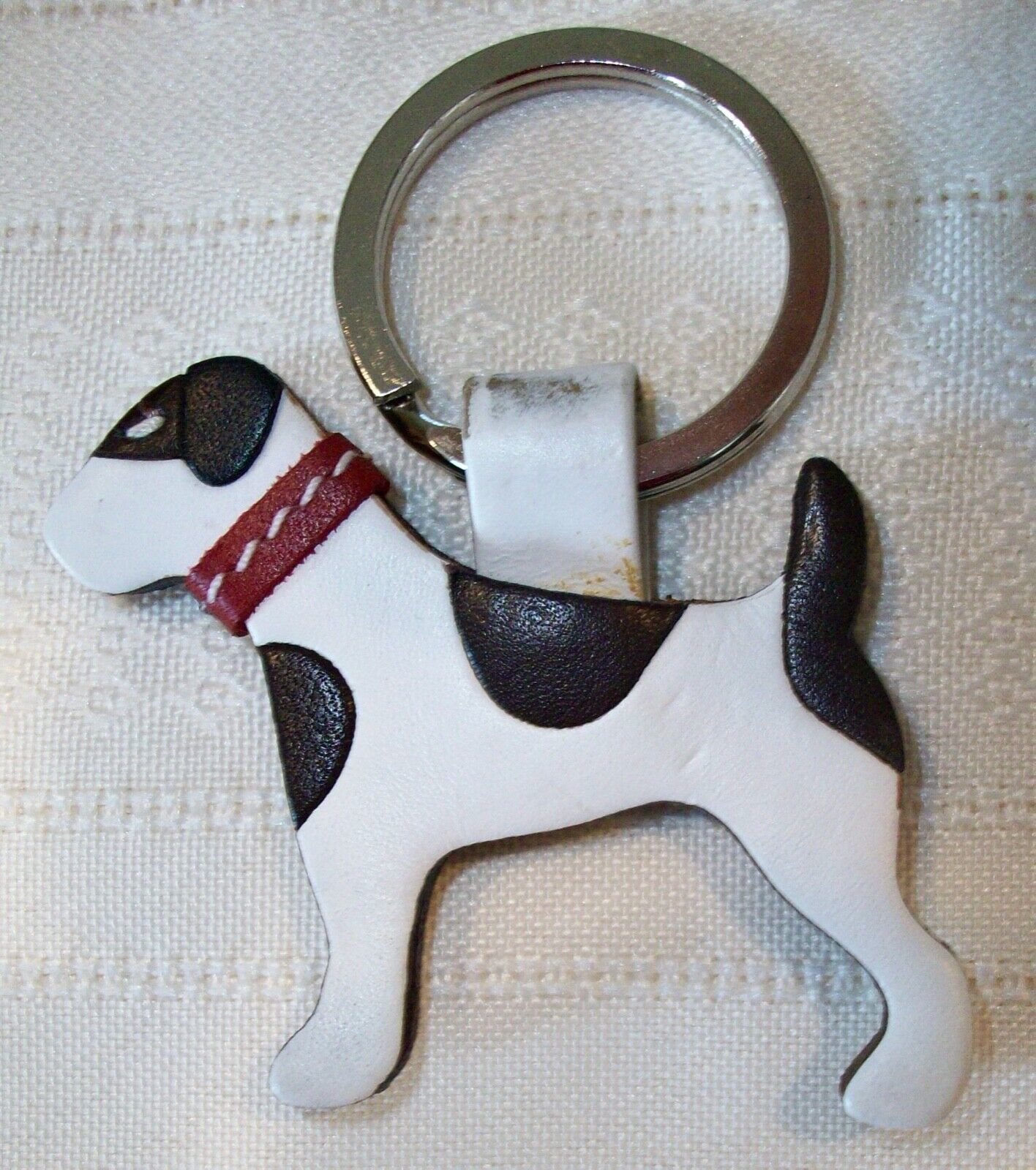 Primary image for Coach 7367 Leather Dog Jack Russell Terrier Keychain Key Fob Italy Rare READ