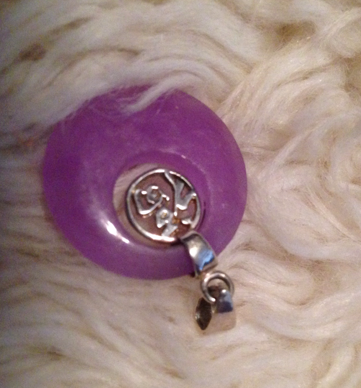 Lavender Jade Pendant with Sterling Silver "Good Luck" Other