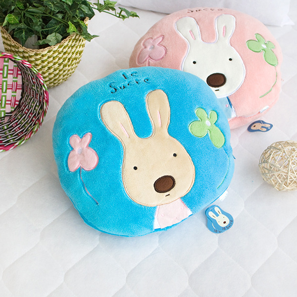 [Sugar Rabbit - Round Blue] Travel Pillow Blanket