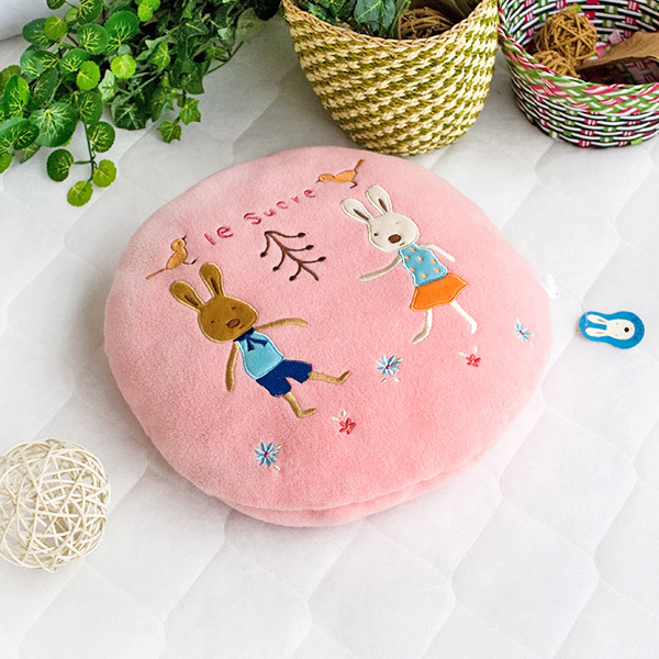 [Sugar Rabbit - Round Pink02]Travel Pillow Blanket