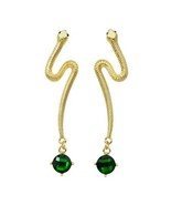 Standard Fashion Gold Emerald Serpentine Drop Earrings 1Pair- Gold - - $16.46