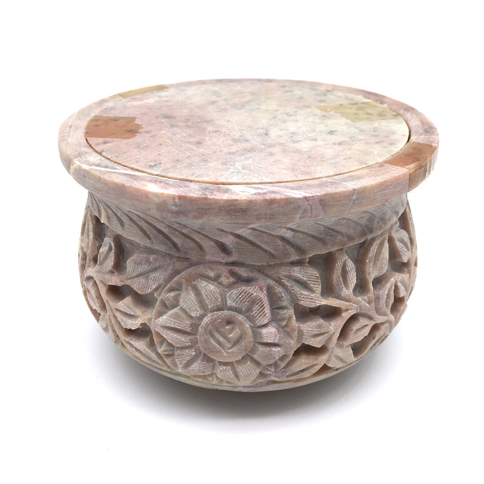Soapstone Decorative Incense Smudging Bowl Pot Burner w/Lid Handcrafted