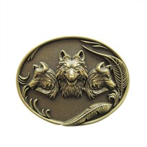 New Antique Bronze Plated Western Wolves Oval Belt Buckle - $8.39