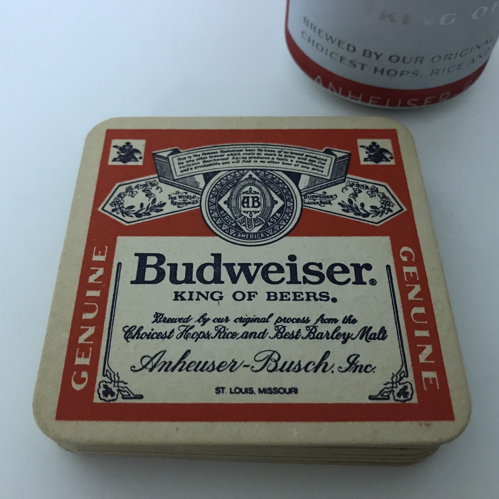Vtg Budweiser Beer Bar Pub Coaster Anheuser Busch Beechwood Aged 