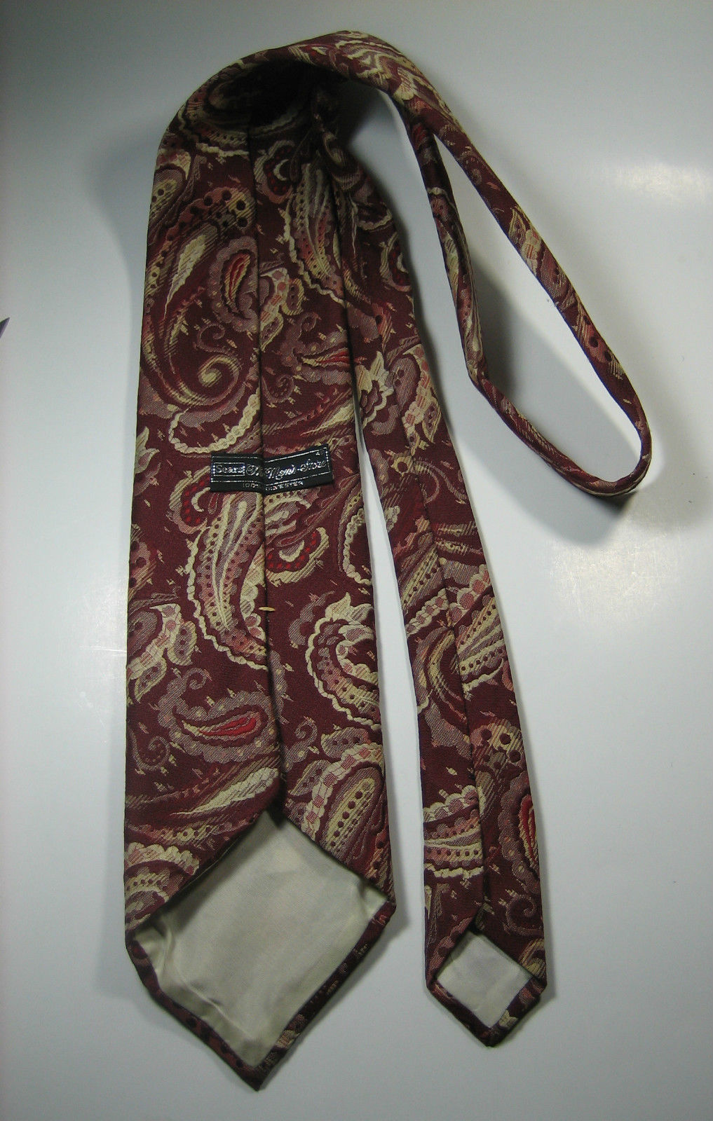 SEARS The Mens Store Rich Red Burgundy Cream Paisley Wide Vtg Tie RARE ...