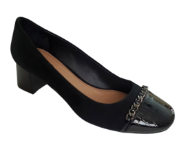 Tahari Monte Black Suede Croc Women's Round Toe Pumps Heels Size 7.5 - $33.70