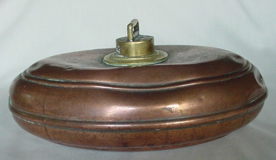 Rare Antique Vintage Oval Copper Brass Bed Foot Warmer Hot Water Bottle ...