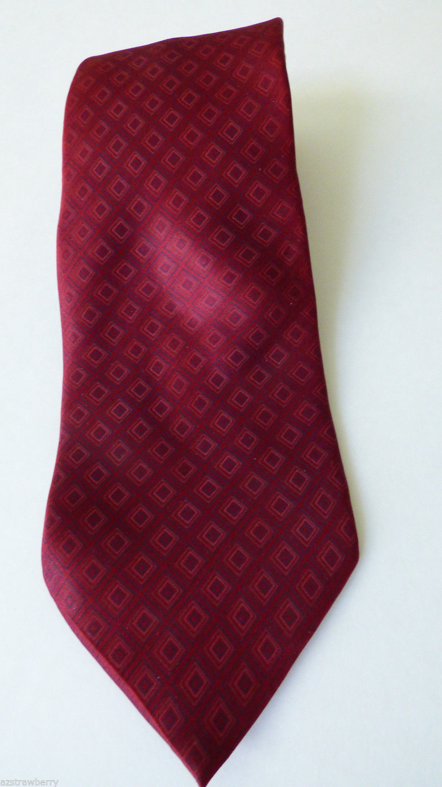 ALFANI made in Italy Silk Necktie Tie Diamong pattern Burdundy red ...