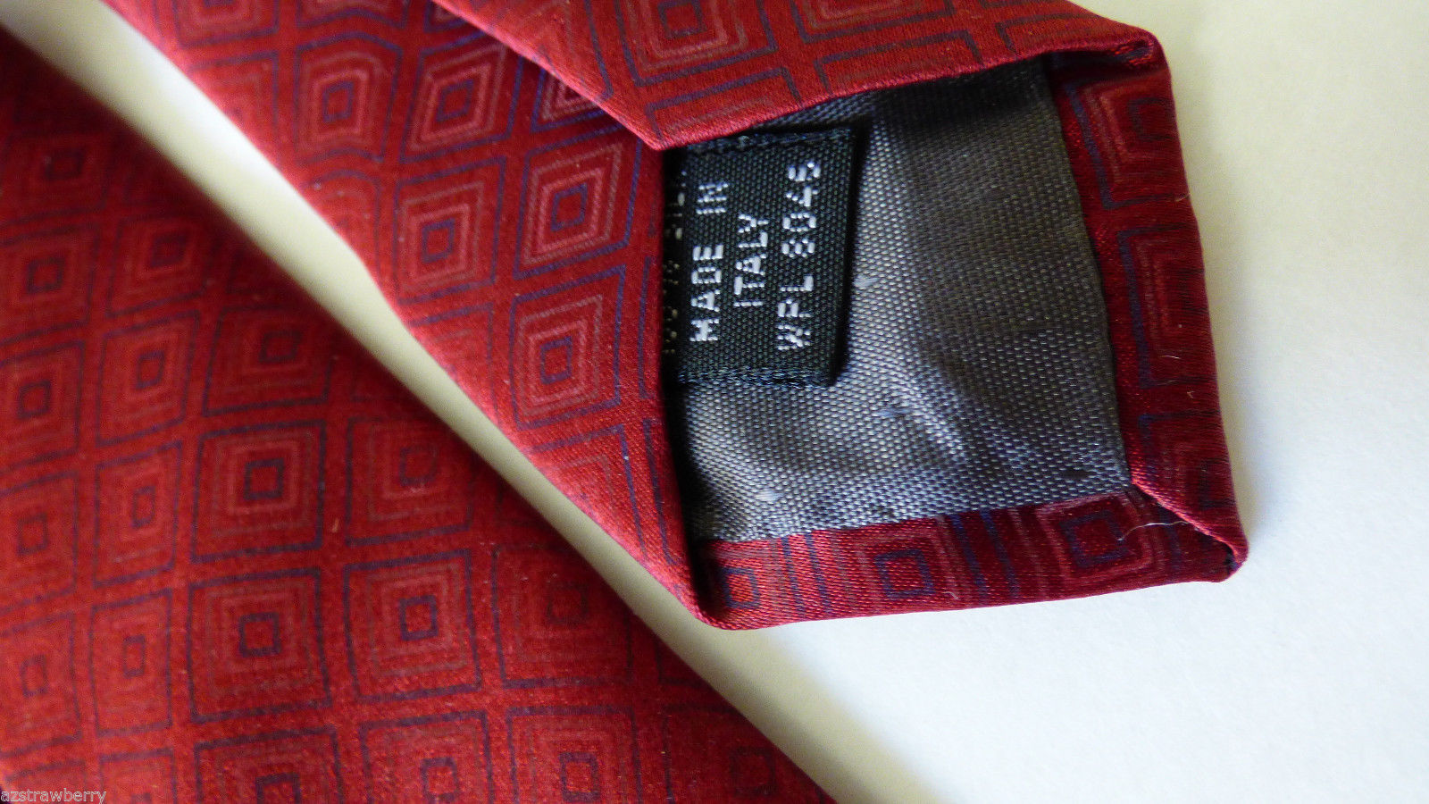ALFANI made in Italy Silk Necktie Tie Diamong pattern Burdundy red ...