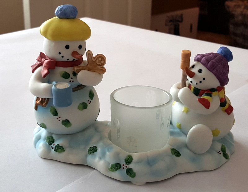 PartyLite Retired Snowbell Kids Votive Tealight Candle Holder Glass Cup P7869 Candle Holders