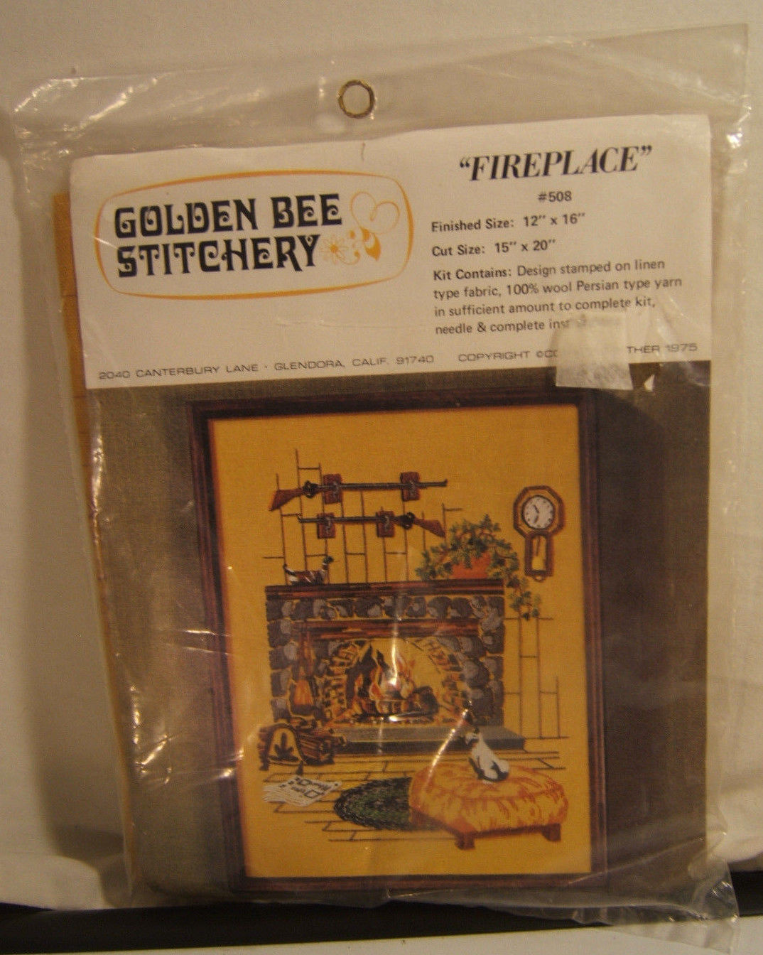 Primary image for Vintage 1975 Golden Bee Stitchery Fireplace #508 Embroidery  Kit 15" x 20" USA