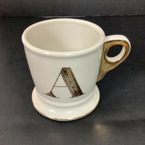 Anthropologie Gold Limited Edition Letter A Initial Monogram 13oz White Mug Cup - $13.19