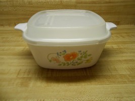 corning ware wildflower individual casserole dish with plastic cover for storage - $14.20