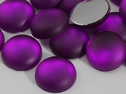 7mm Purple Amethyst H505 Flat Back Frosted Finish Acrylic Round Cabochons - 1...