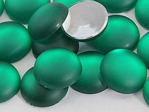 7mm Green Emerald H506 Flat Back Frosted Finish Acrylic Round Cabochons - 100...