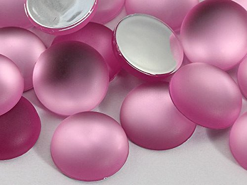 11mm Pink H512 Flat Back Frosted Finish Acrylic Round Cabochons - 50 Pieces