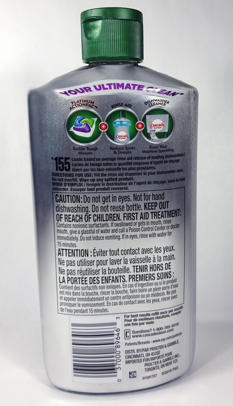 Cascade Platinum Power Dry Dishwasher Rinse Aid (16.0 fl oz) Cleaning