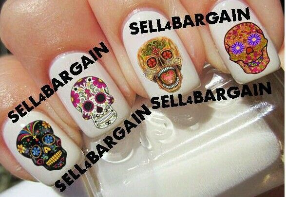 Star Quality《SUGAR SKULL DAY OF DEAD #4》Tattoo Nail Art Design Decals《NON-TOXIC