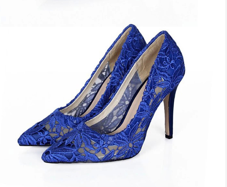 Dark blue 9cm Heels Lace Wedding Pumps/Bridals Heels/Evening Pumps/High