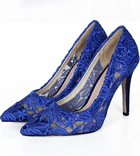 royal blue lace heels