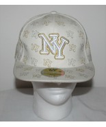 NY / NEW YORK ~ Fitted Hat by Ninety Six XL White with gold trim - $11.87
