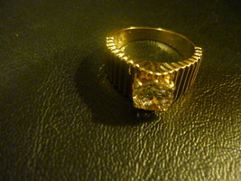 HAUNTED RING OFMALE DJINN  wishes manifested size 6 9k gold overlay cz  - $125.00