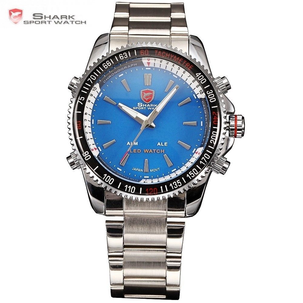 Mako SHARK Sport Watch Luxury Blue Men's Digital LED Date Alarm
