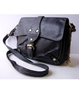 Isaac Mizrahi Black Leather Shoulder Hand Bag Purse Metal Studs Buckle P... - $26.00