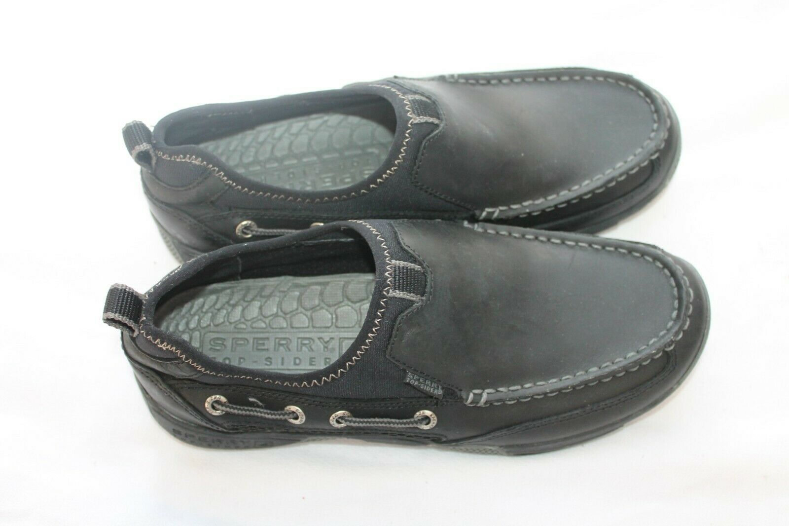 Sperry Sz 7 M Ultralite Boat Shoe Black Sea Kite Sport Moc Slip-On (STS10012) - Black