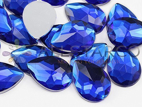 18x13mm Blue Sapphire H104 Flat Back Teardrop Acrylic Gemstones High Quality ...