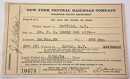 New York Central Railroad Company Ticket Order Slip 1924 Vintage Collect... - $24.18