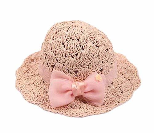 PANDA SUPERSTORE Creative Summer Straw Beach Bow Pink Girl Hat