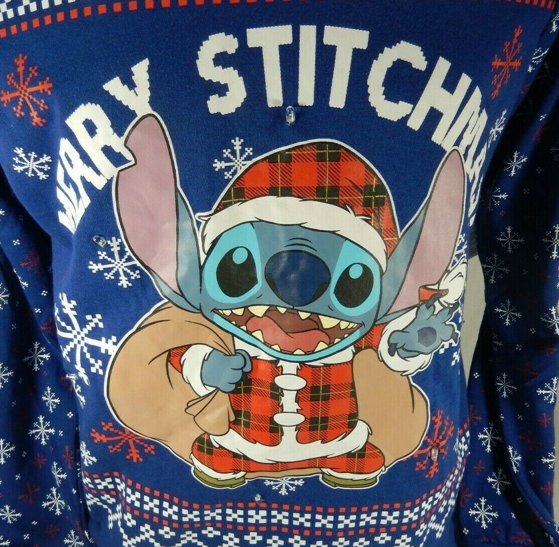 Juniors XL 15/17 Disney Stitch Merry Stitchmas Light Up Christmas ...
