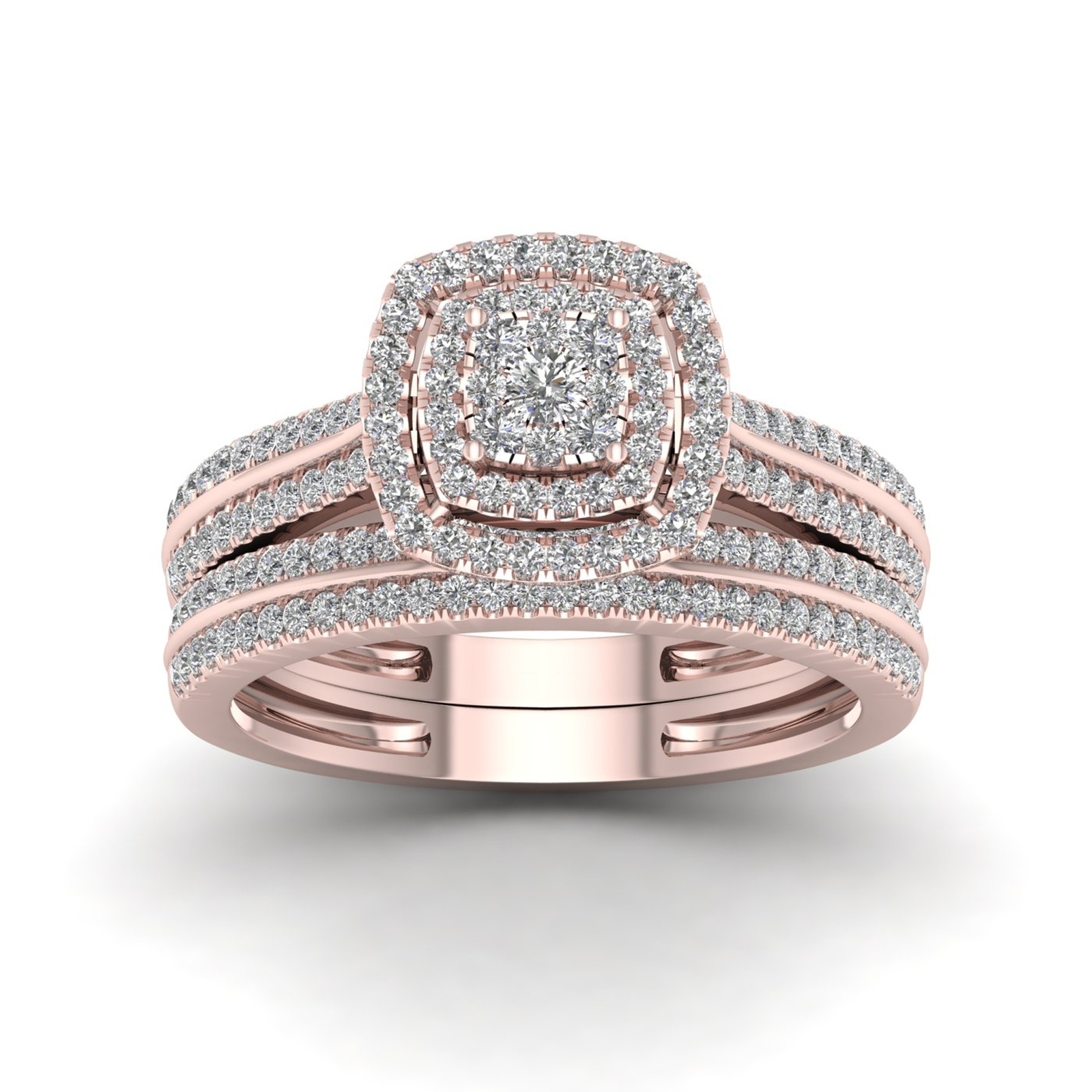 14K Rose Gold Over 1.20Ct Round Cut D/VVS1 Diamond Halo Wedding Bridal