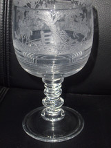 Cambridge Imperial Fox Hunt Scene 7&quot; H Glass Goblet  E-718 Hay Day Tally... - $92.39