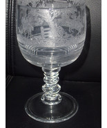 Cambridge Imperial Fox Hunt Scene 7&quot; H Glass Goblet  E-718 Hay Day Tally... - $92.39