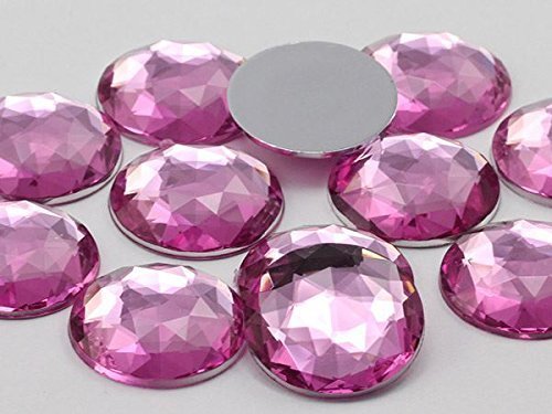 20mm Rose H112 Flat Back Round Acrylic Gems High Quality Pro Grade - 20 Pieces