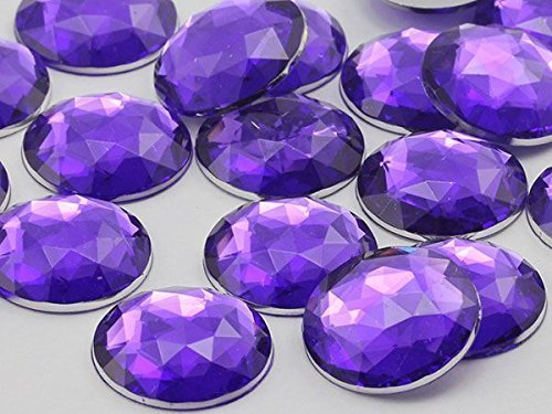 22mm Violet H132 Flat Back Round Acrylic Gems High Quality Pro Grade - 20 Pieces